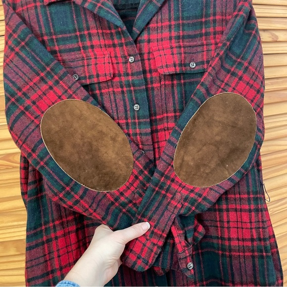 Lands' End Red and Green Plaid Wool Shirt Dress - Picture 5 of 9